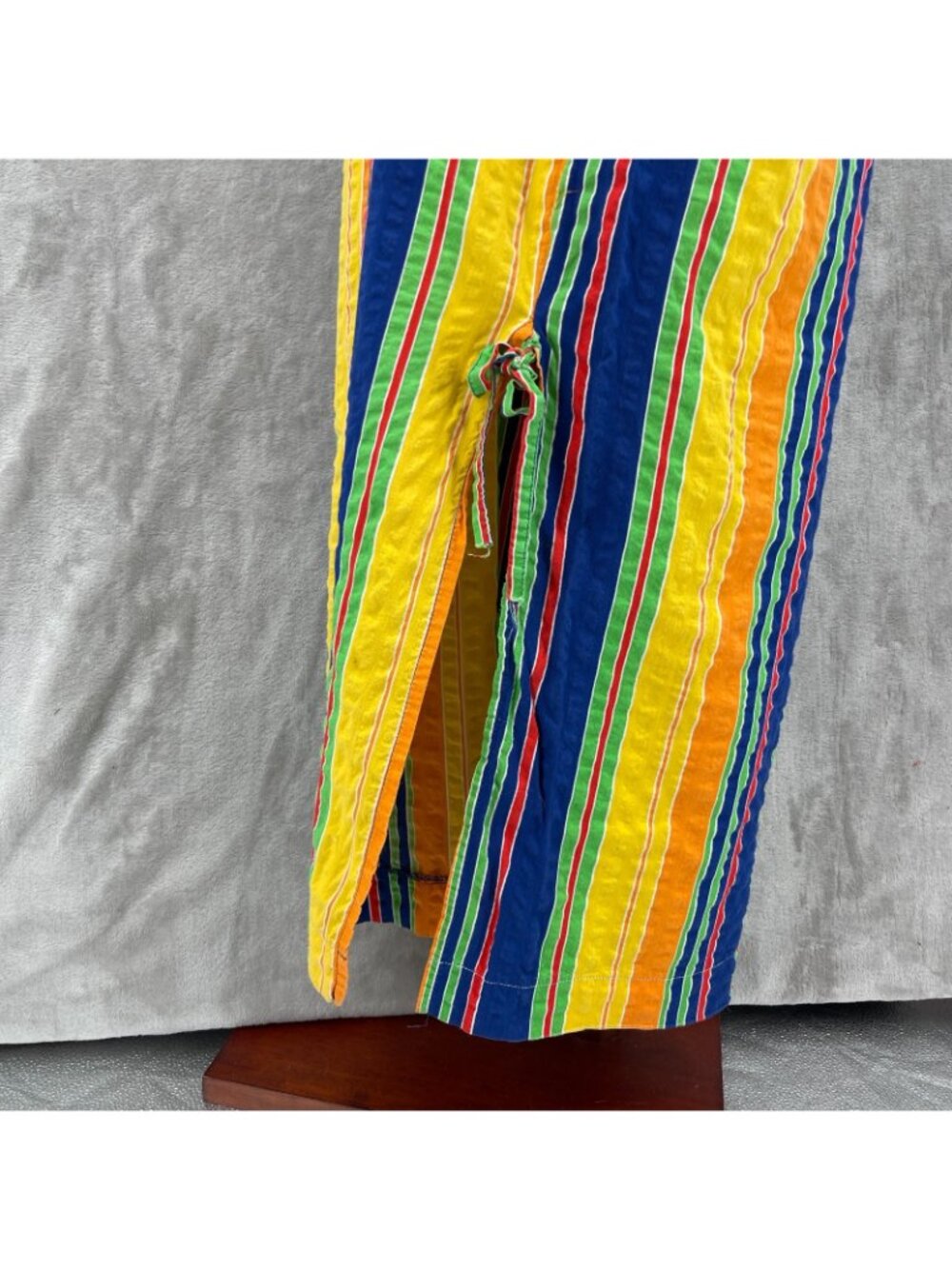 Vintage 70s Catalina ivid Striped Cotton Maxi Muumuu Swim Cover Caftan - Picture 5 of 16